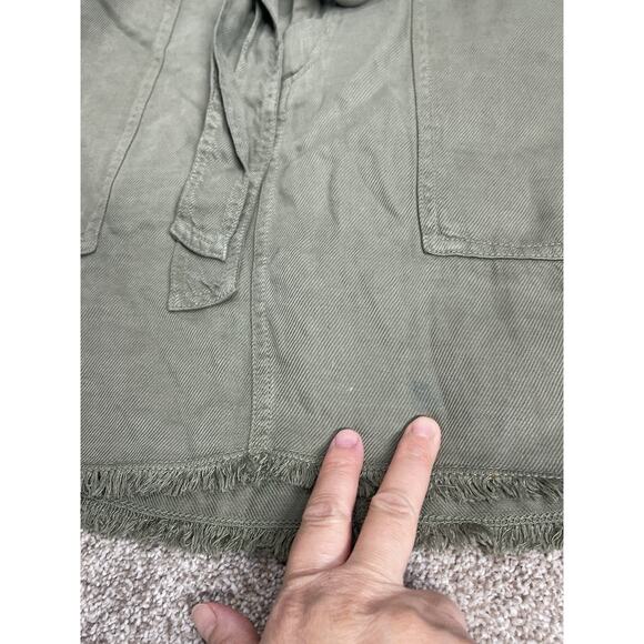 Coastal Gorpcore Cloth & Stone cargo Mini Skirt Sz M Linen Belted Tie Frayed Hem - Picture 8 of 12